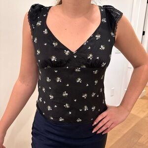 Wilfred Black Floral Sleeveless Blouse